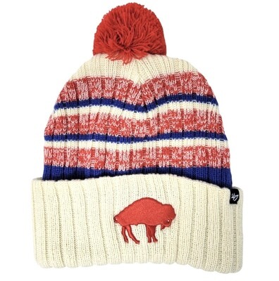 Buffalo Bills Men's Retro 47 Natural Cuffed Pom Knit Hat