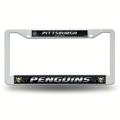Pittsburgh Penguins White Plastic License Plate Frame