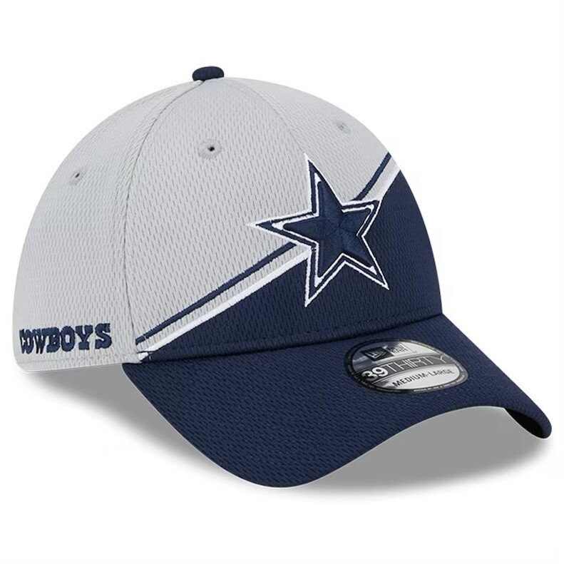 Dallas Cowboys Men’s New Era Grey/Navy 2023 Sideline 39THIRTY Flex Hat