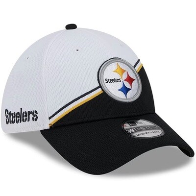 Pittsburgh Steelers Men’s New Era White/Black 2023 Sideline 39THIRTY Flex Hat