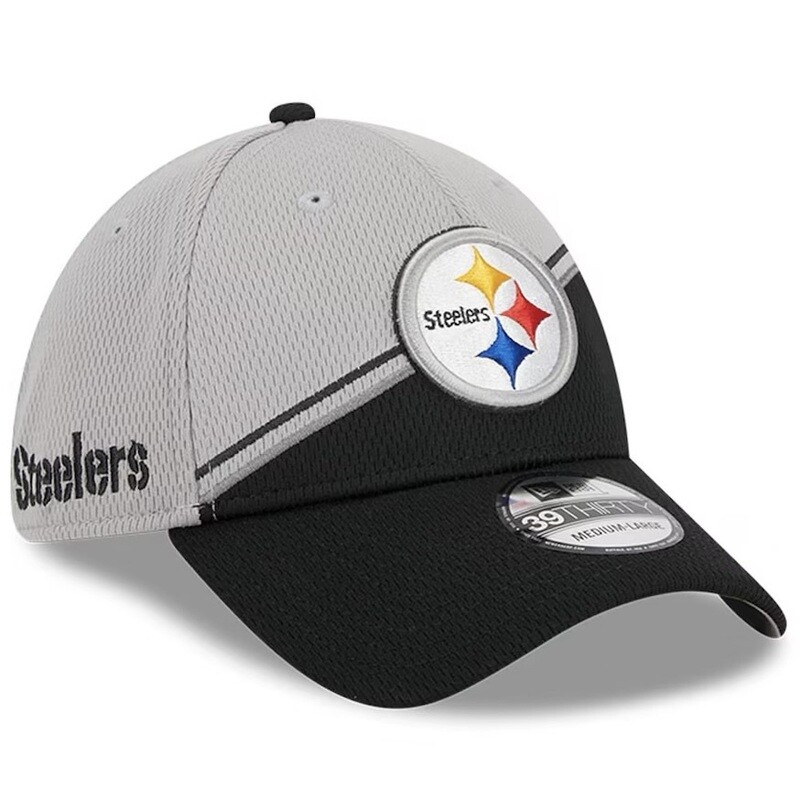 Pittsburgh Steelers Men’s New Era Grey/Black 2023 Sideline 39THIRTY Flex Hat