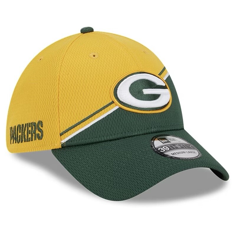 Green Bay Packers Men’s New Era Green/Yellow 2023 Sideline 39THIRTY Flex Hat