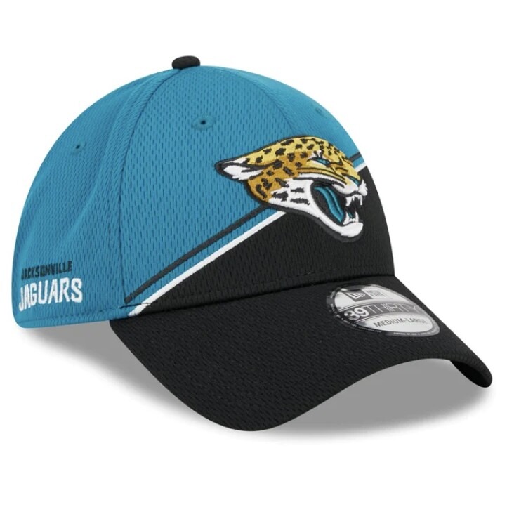 Jacksonville Jaguars Men’s New Era Teal/Black 2023 Sideline 39THIRTY Flex Hat