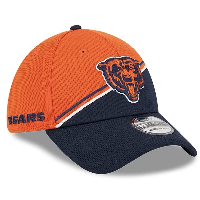 Chicago Bears Men’s New Era Orange/Navy 2023 Sideline 39THIRTY Flex Hat