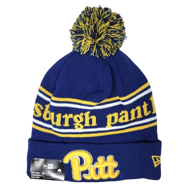 Pitt Panthers Men's New Era Cuffed Pom Knit Hat Pitt Panthers Men's New Era Cuffed Pom Knit Hat