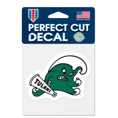 Tulane Green Wave 4" x 4" Perfect Cut Color Decal