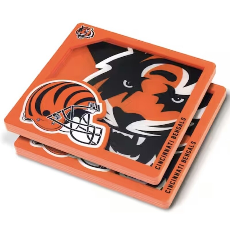 Cincinnati Bengals 3D Logo 2-Piece Assorted Colors Acrylic Coasters