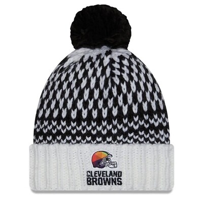 Cleveland Browns Women's 2023 New Era NFL Crucial Catch Cuffed Pom Knit Hat