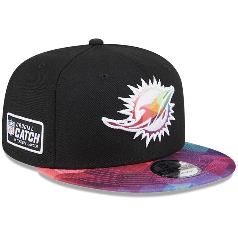 Miami Dolphins Men’s New Era Black 2023 NFL Crucial Catch 9FIFTY Snapback Hat
