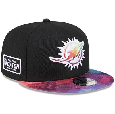Miami Dolphins Men’s New Era Black NFL Crucial Catch 9FIFTY Snapback Hat