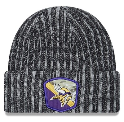 Minnesota Vikings Men's 2023 New Era Salute to Service Sport Cuffed Knit Hat