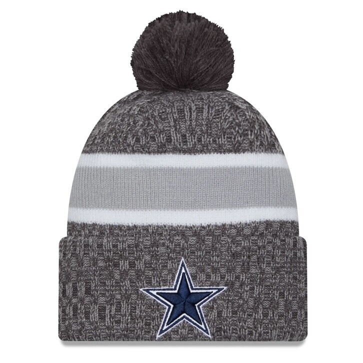 Dallas Cowboys Men’s Grey New Era Sideline Cuffed Pom Knit Hat