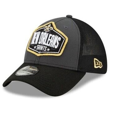 New Orleans Saints Men’s New Era Black NFL Draft 39Thirty Fitted Trucker Hat