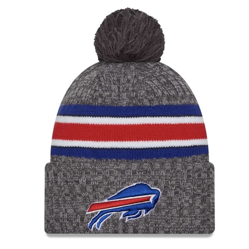 Buffalo Bills Youth Gray New Era Cold Weather Knit Pom Hat