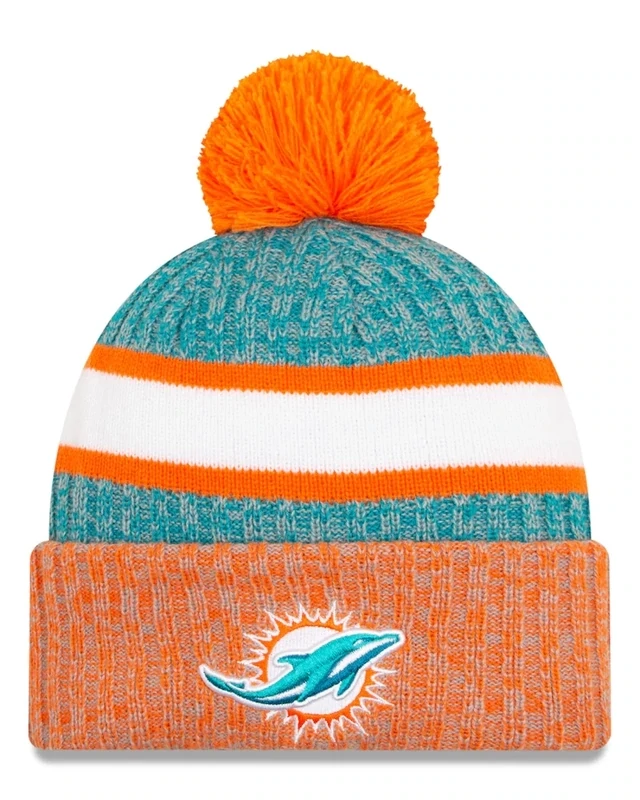 Miami Dolphins Men’s Orange New Era Cold Weather Knit Pom Hat