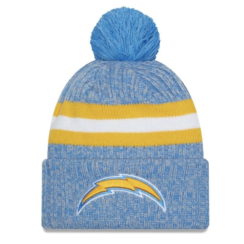 Los Angeles Chargers Youth Powder Blue New Era Cold Weather Knit Pom Hat