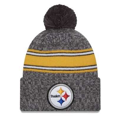 Pittsburgh Steelers Youth New Era 2023 Sideline Knit Pom Hat