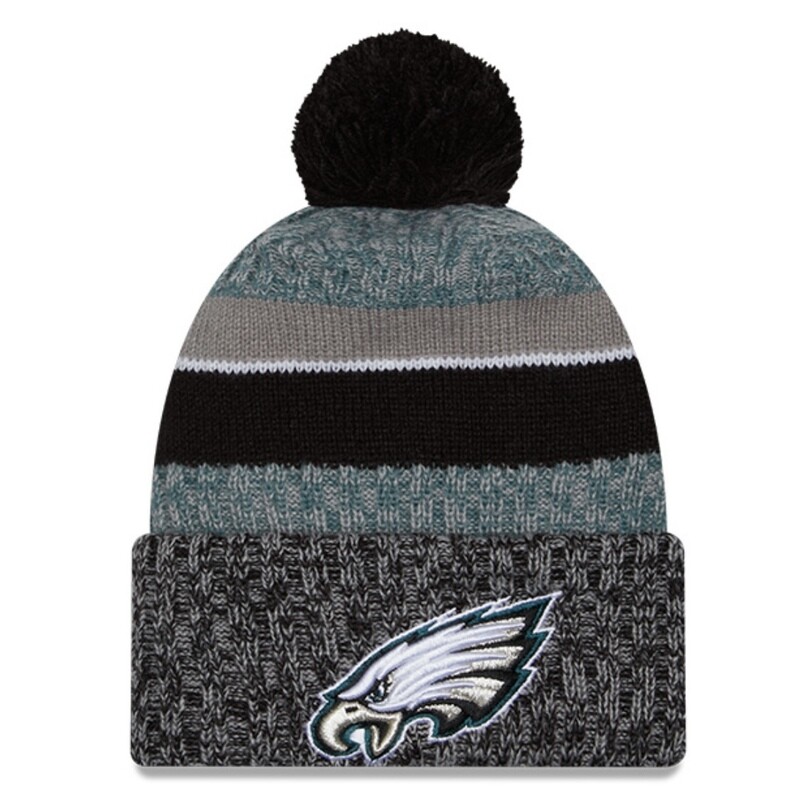 Philadelphia Eagles Men’s Black New Era Cold Weather Knit Pom Hat Philadelphia Eagles Men’s Black New Era Cold Weather Knit Pom Hat