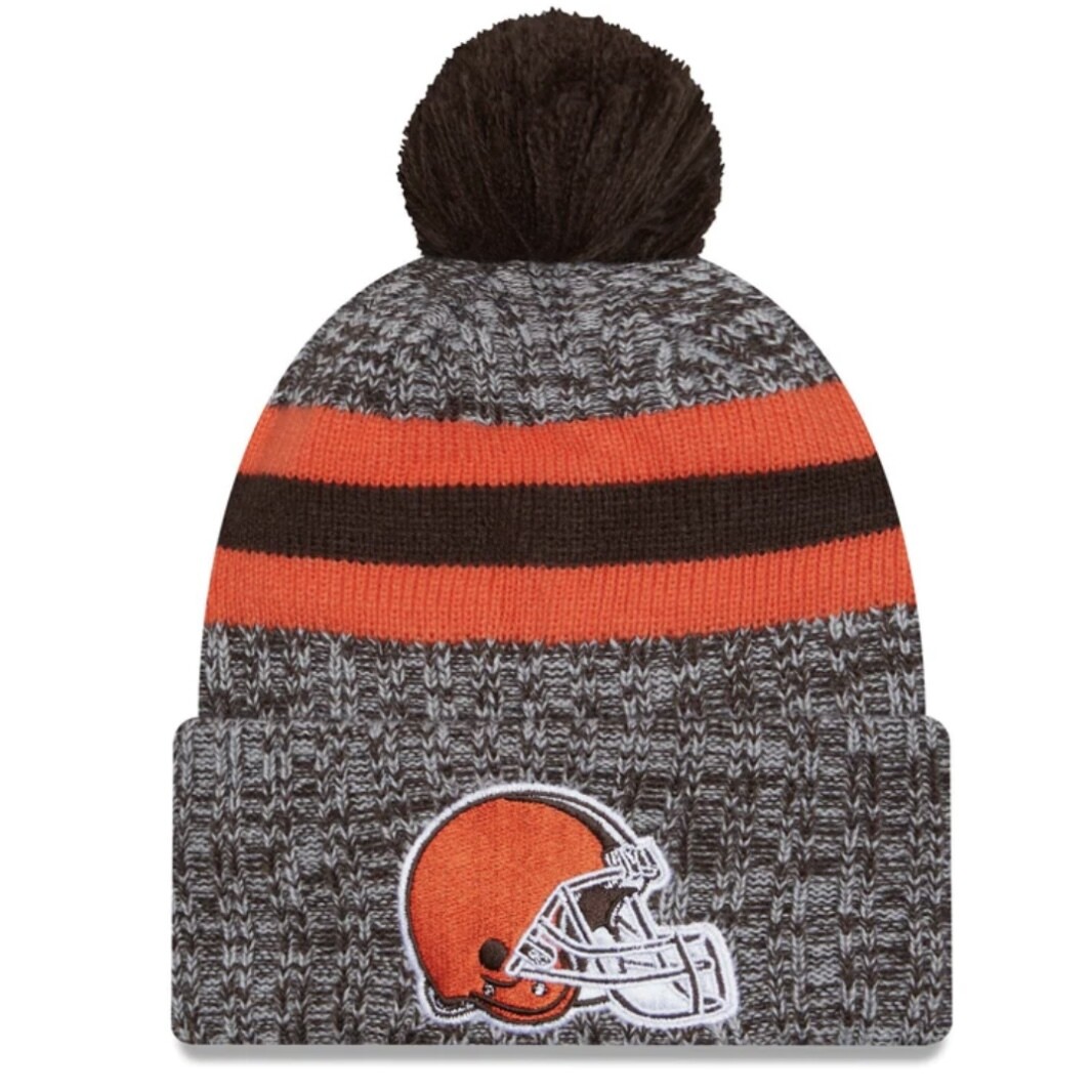Cleveland Browns Youth Gray New Era Cold Weather Knit Pom Hat
