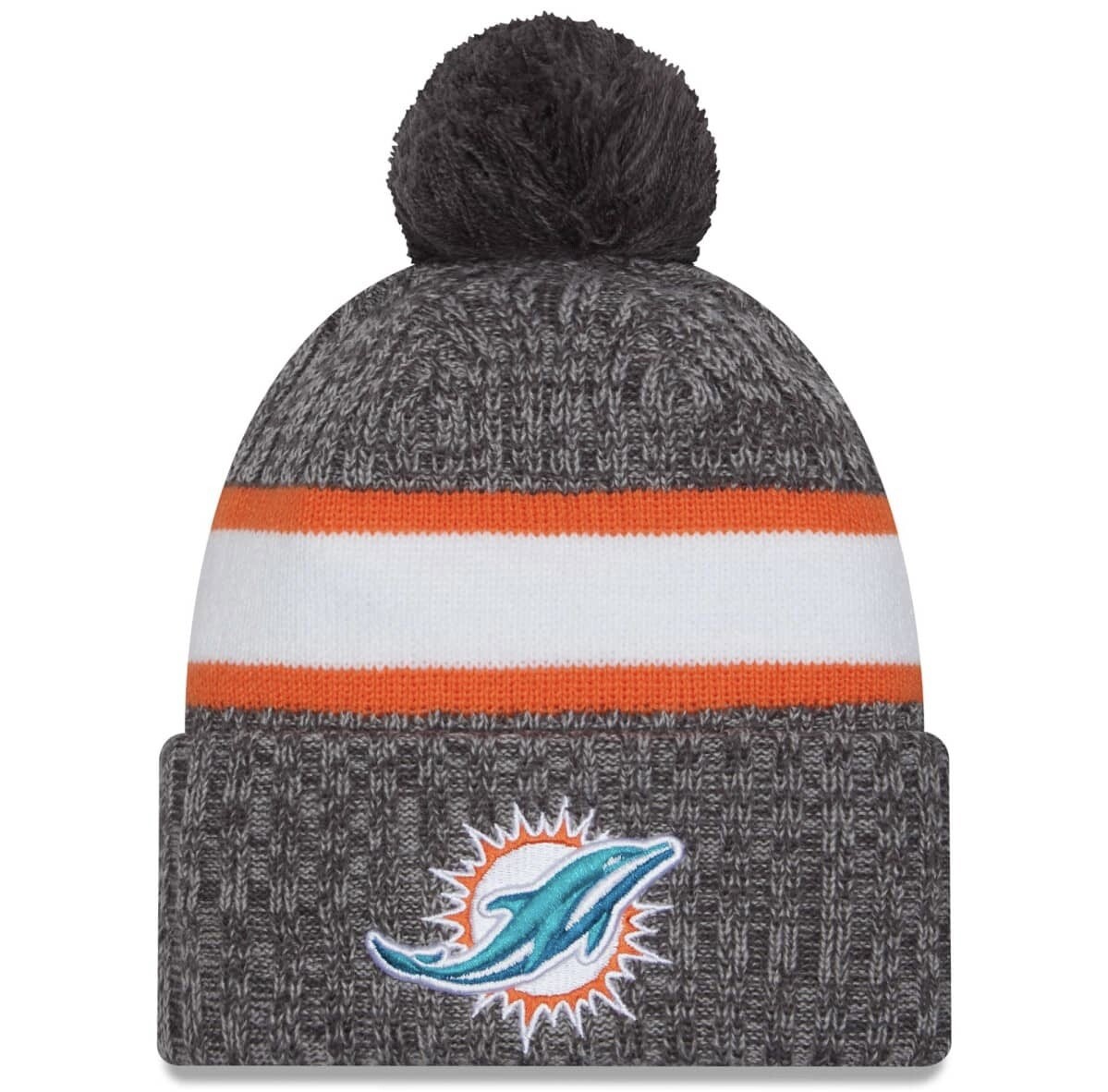 Miami Dolphins Men’s Grey New Era Cold Weather Knit Pom Hat