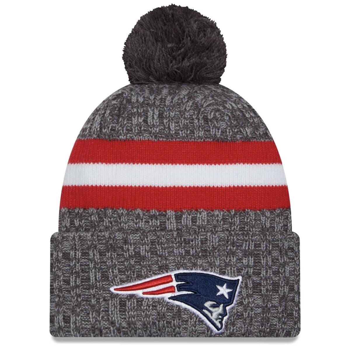 New England Patriots Men’s Gray New Era Cold Weather Knit Pom Hat
