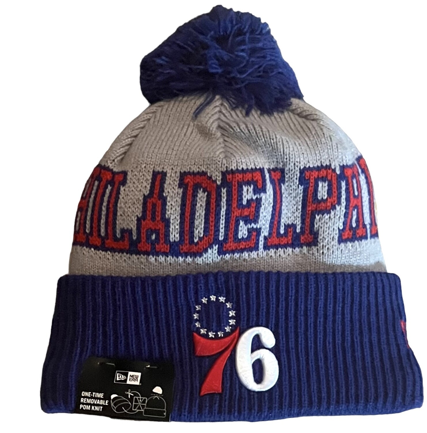 Philadelphia 76ers Men's New Era Cuffed Pom Knit Hat