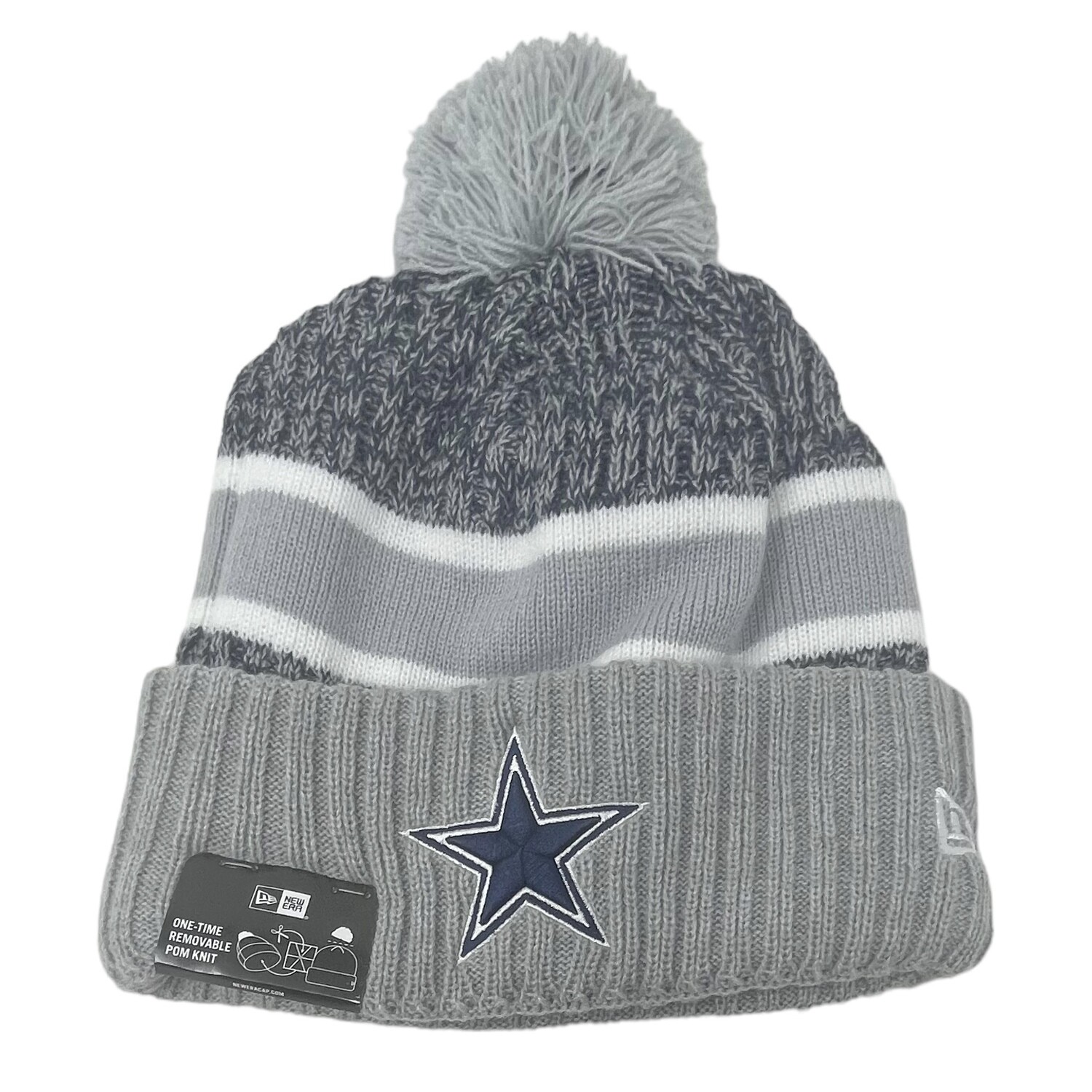 Dallas Cowboys Men's New Era Gray Cuffed Pom Knit Hat