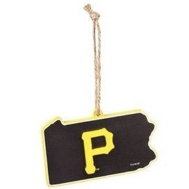 Pittsburgh Pirates Team State Wooden Christmas Ornament