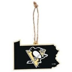 Pittsburgh Penguins Team State Wooden Christmas Ornament