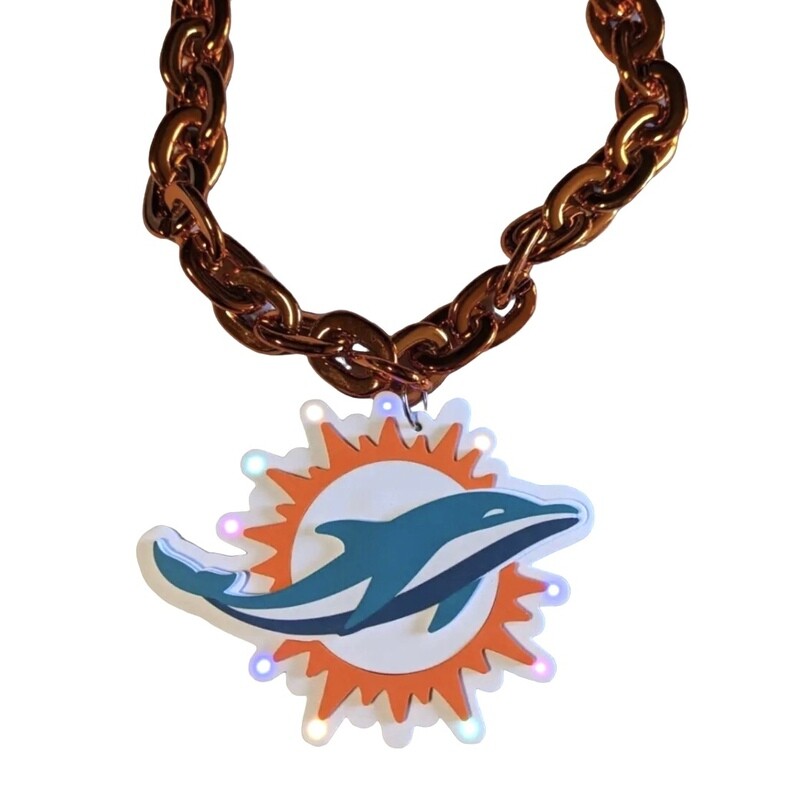 Miami Dolphins 10” Fan Chain 3D Light Up Foam Necklace