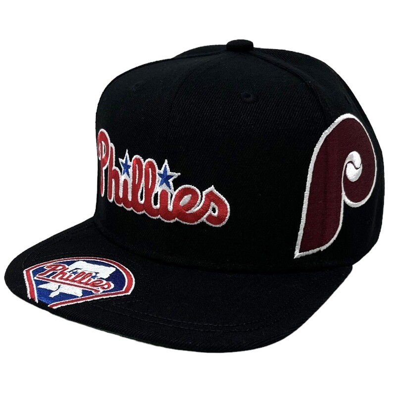 Philadelphia Phillies Men’s Black Mitchell & Ness MLB Landed Snapback Adjustable Hat