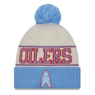 Houston Oilers Men's New Era Historic Cuffed Pom Knit Hat