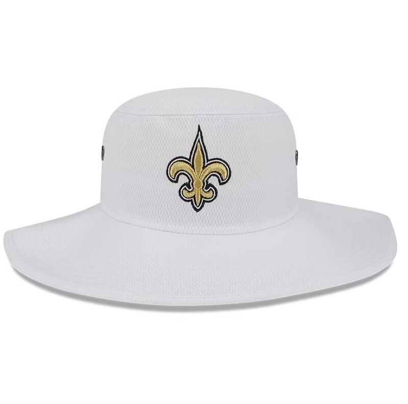 New Orleans Saints Men’s New Era White 2023 NFL Training Camp Panama Bucket Hat