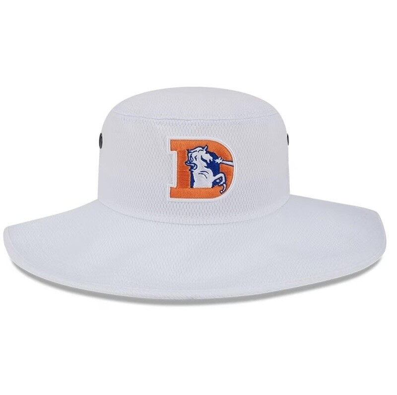 Denver Broncos Men’s Retro New Era White 2023 NFL Training Camp Panama Bucket Hat