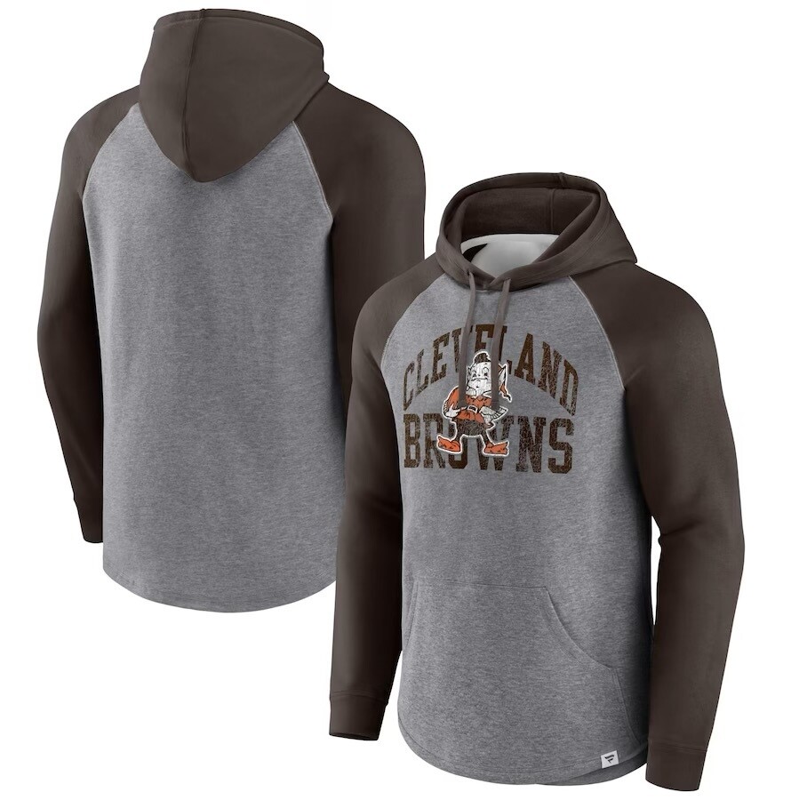 Cleveland Browns Men’s Fanatics Branded Heather Gray Favorite Arch Raglan Pullover Hoodie