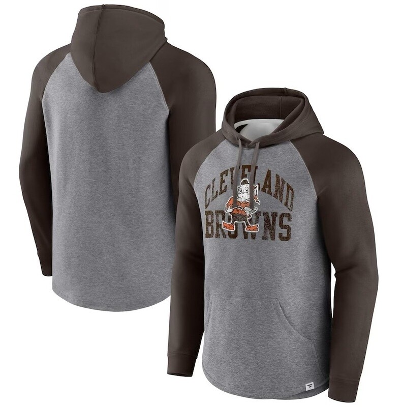 Cleveland Browns Men’s Fanatics Branded Heather Gray Favorite Arch Raglan Pullover Hoodie