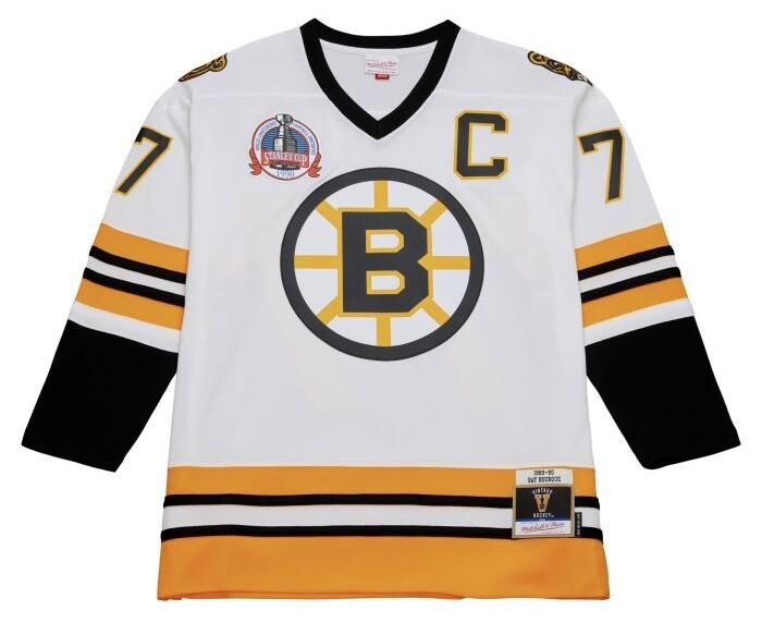 Boston Bruins Ray Bourque 1989-90 Men’s White Mitchell & Ness Blue Line Player Jersey