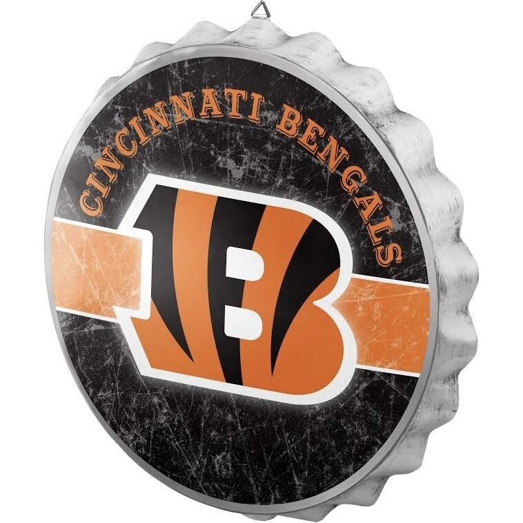 Cincinnati Bengals Distressed Bottle Cap Sign
