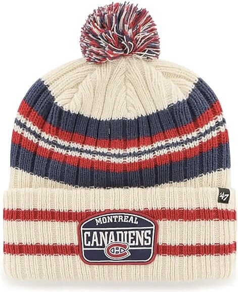 Montreal Canadiens Men’s 47 Brand Natural Cuffed Pom Knit Hat