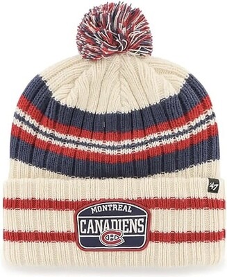 Montreal Canadiens Men’s 47 Brand Natural Cuffed Pom Knit Hat