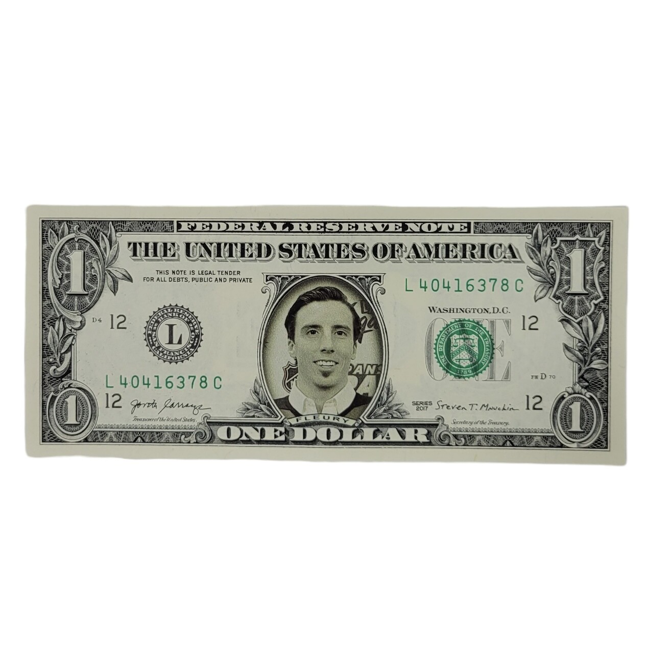 Marc-Andre Fleury Famous Face Dollar Bill