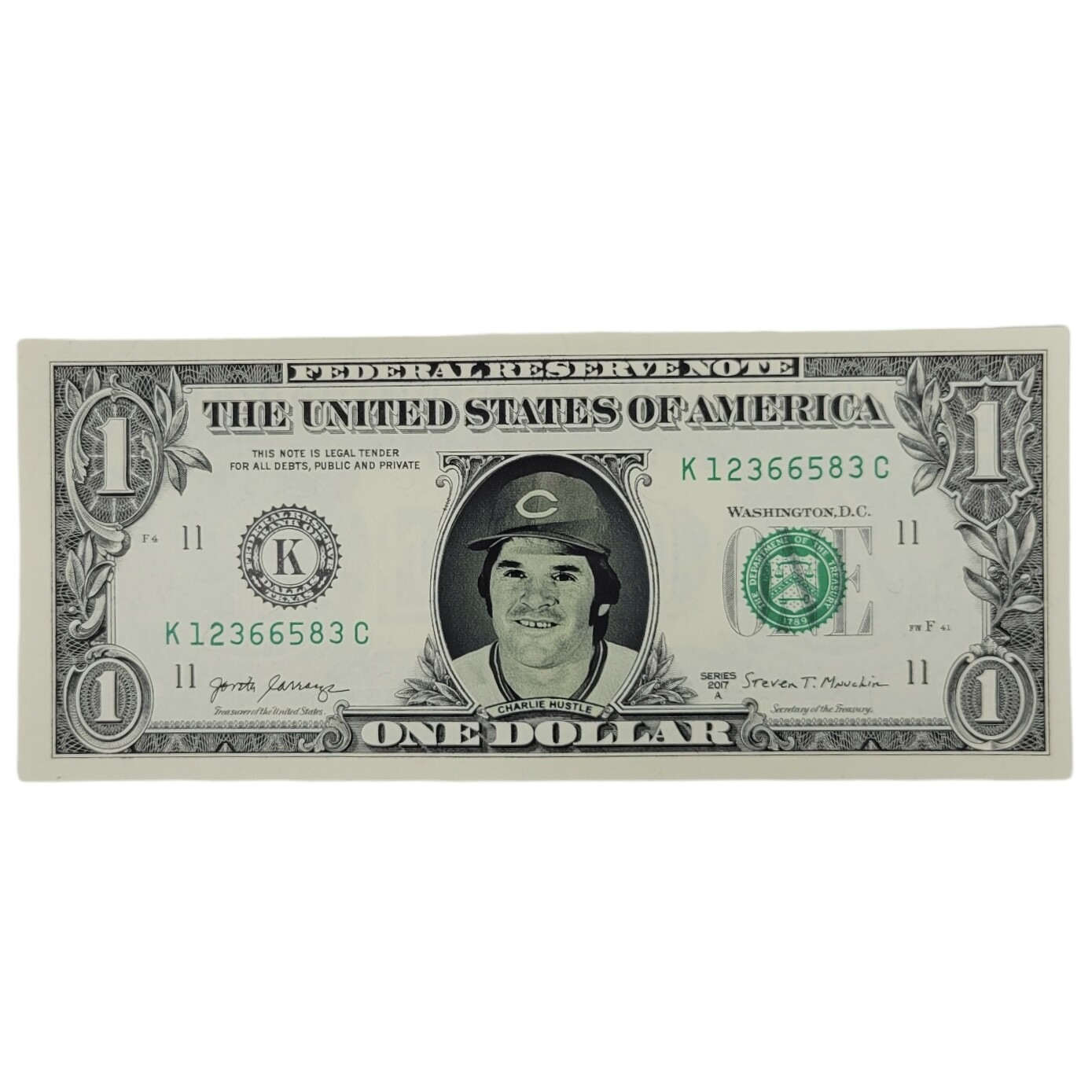 Pete Rose Charlie Hustle Famous Face Dollar Bill