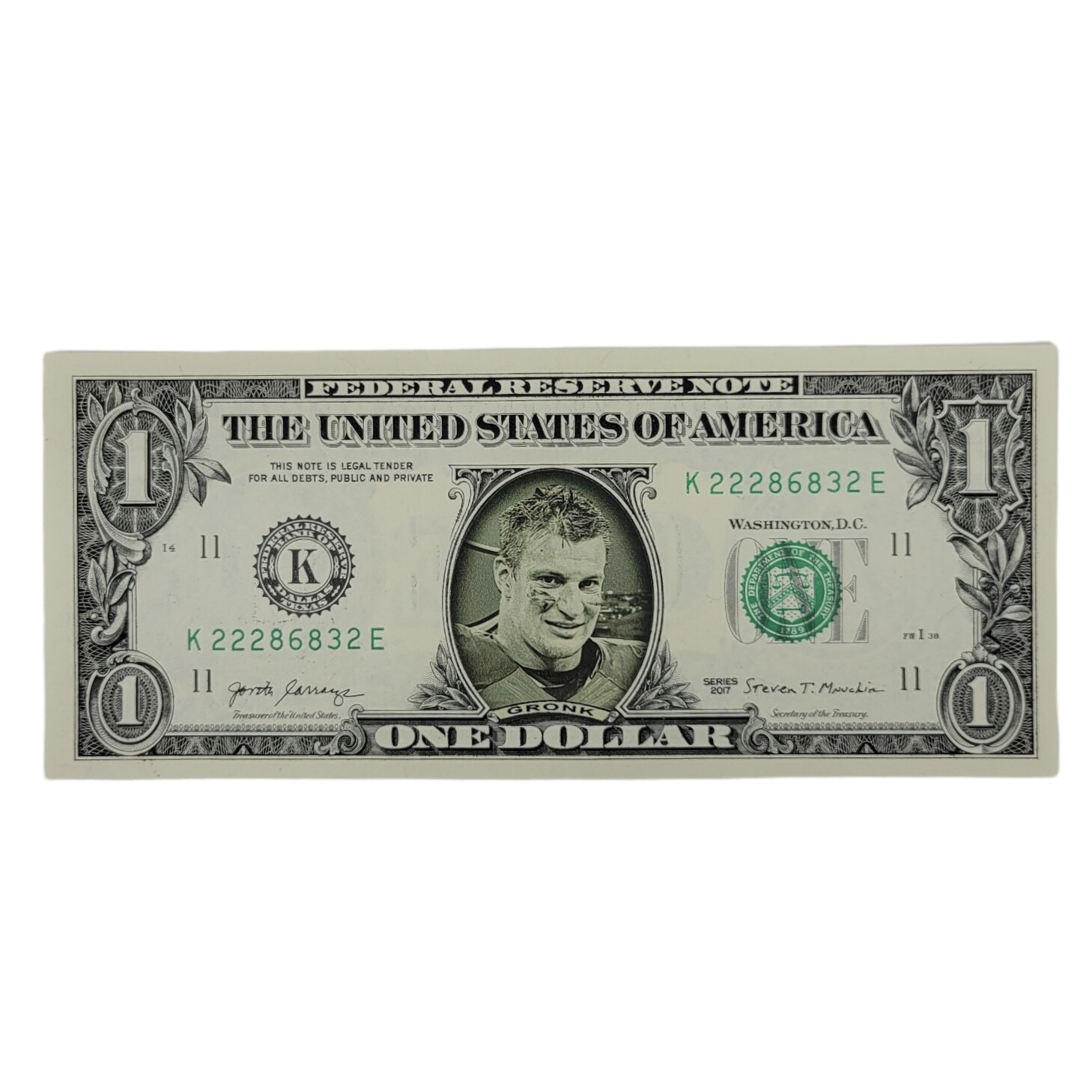 Rob Gronkowski Famous Face Dollar Bill