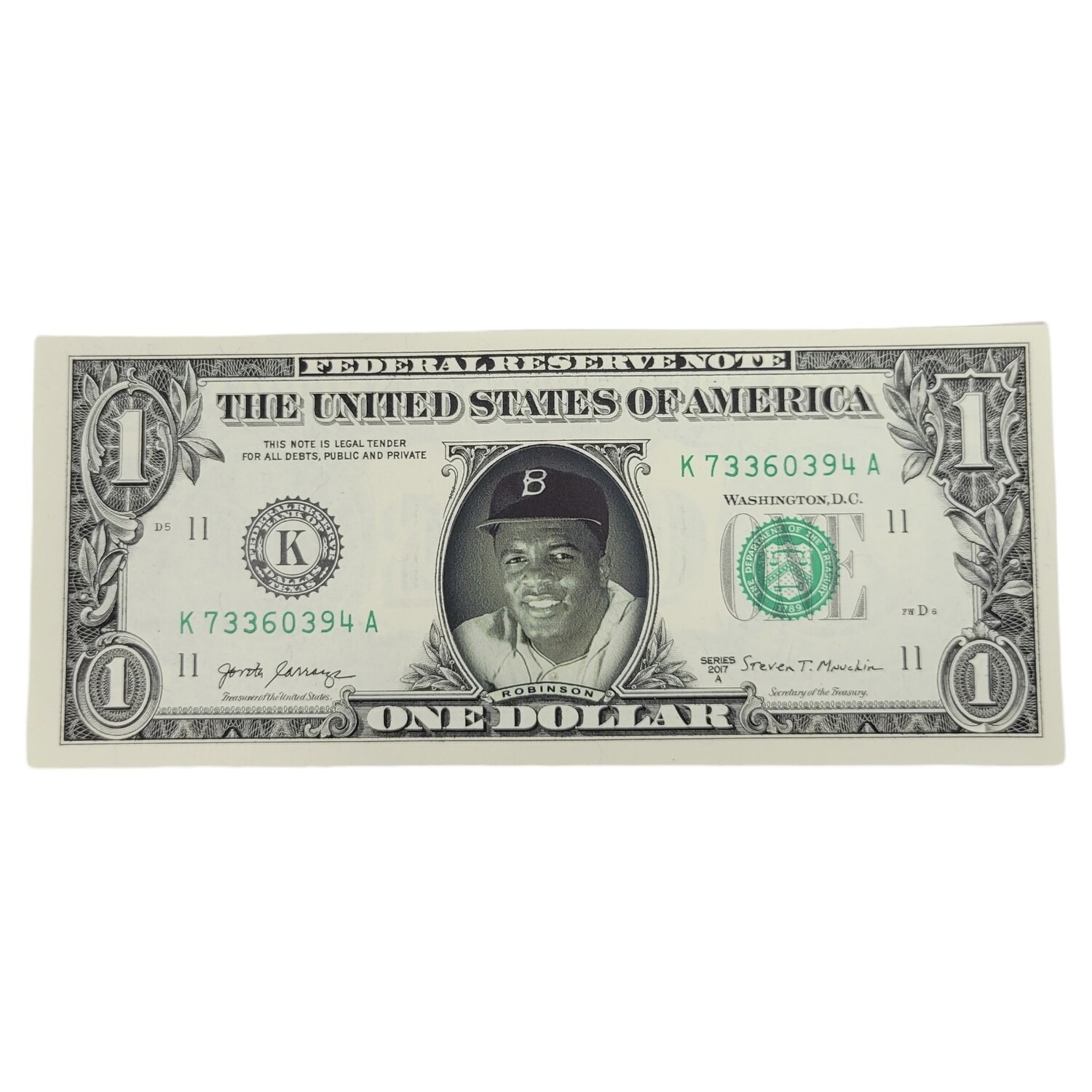 Jackie Robinson Famous Face Dollar Bill