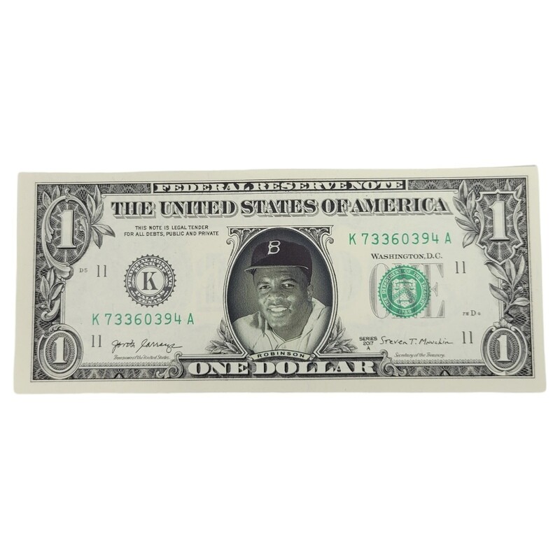 Jackie Robinson Famous Face Dollar Bill