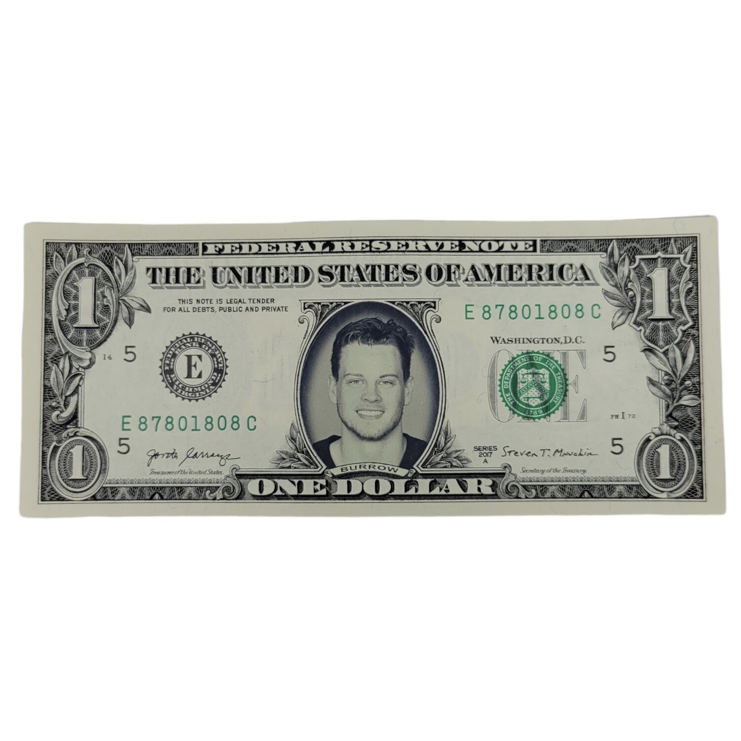 Joe Burrow Famous Face Dollar Bill
