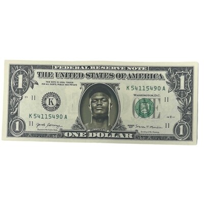 Zion Williamson Famous Face Dollar Bill