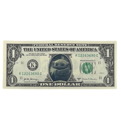 Baby Yoda Famous Face Dollar Bill