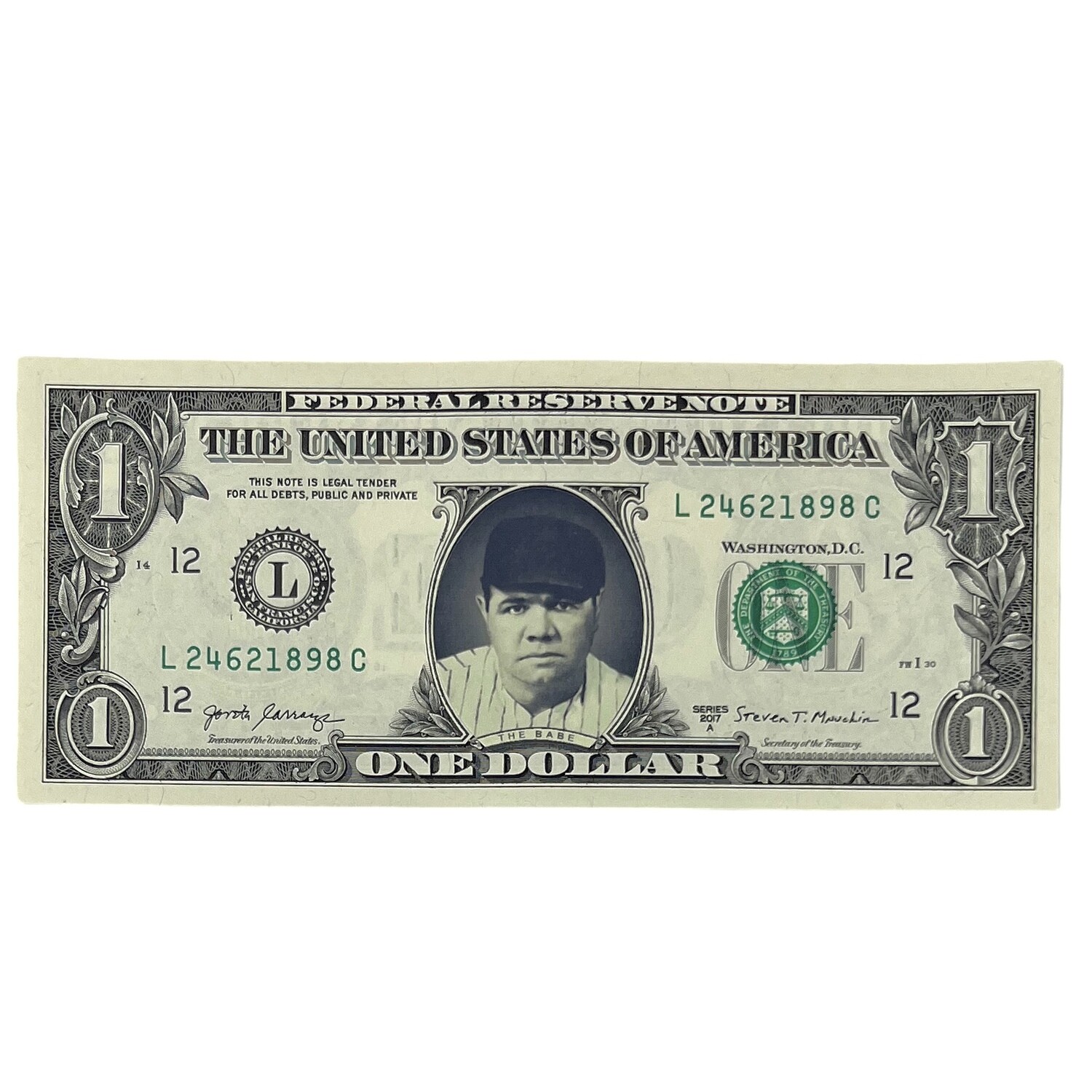 Babe Ruth "The Babe" Famous Face Dollar Bill