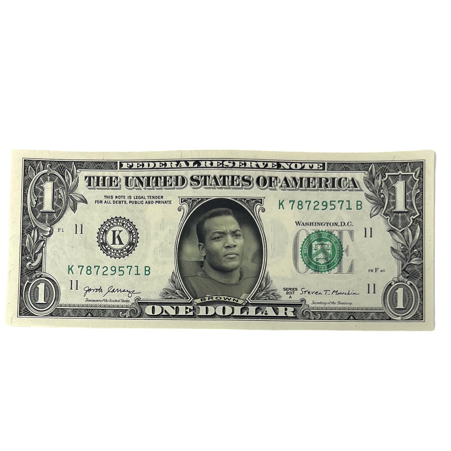 Jim Brown Famous Face Dollar Bill